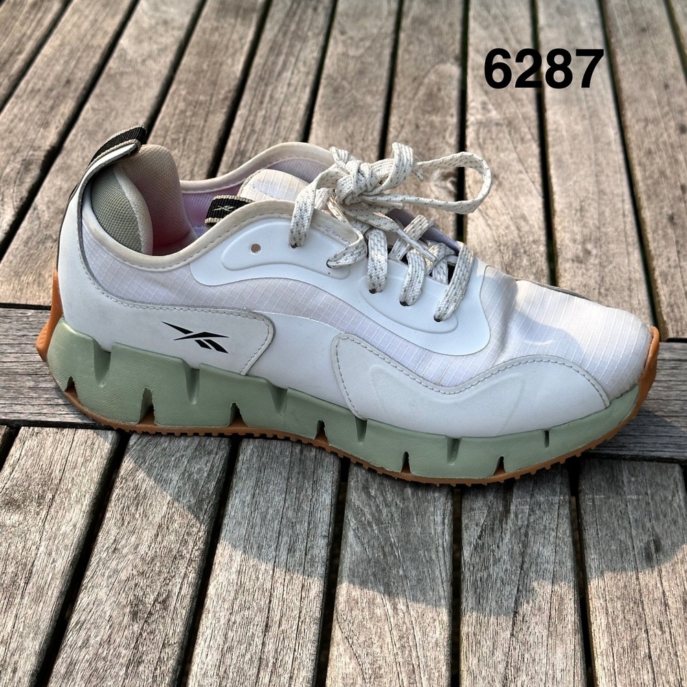 Reebok Zig Dynamica 5 Women 7.5 White Sage Excellent Zig Energy Midsole Sneaker